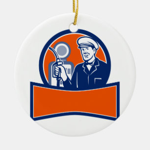 gasstation Begeleidende cirkelomroep Keramisch Ornament