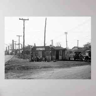 Gasstation en -auto's 1925 poster