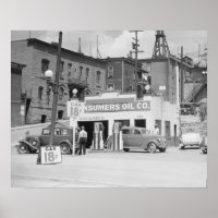 Gasstation in Montana, 1939. foto