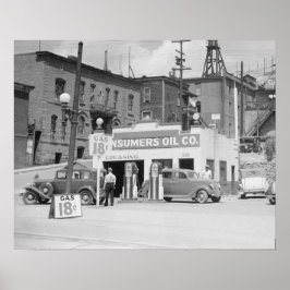 Gasstation in Montana, 1939.  foto Poster