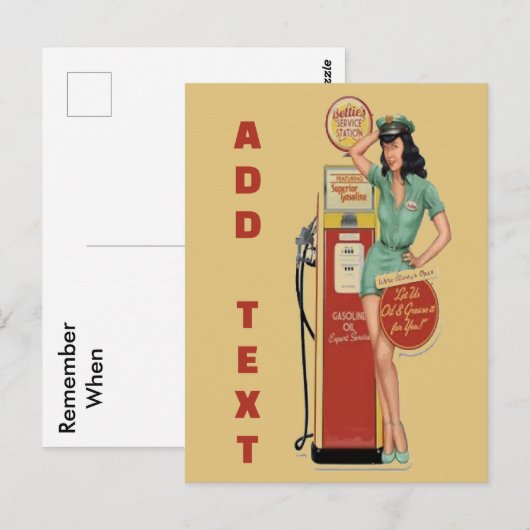 gasstation, tekstBriefkaart bewerken Briefkaart (Voorkant / Achterkant)