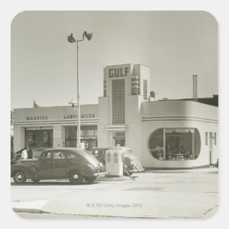 Gasstation Vierkante Sticker
