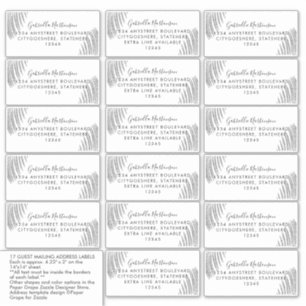 Gast Adresetiketten Zilver Glitter Palmblad Sticker