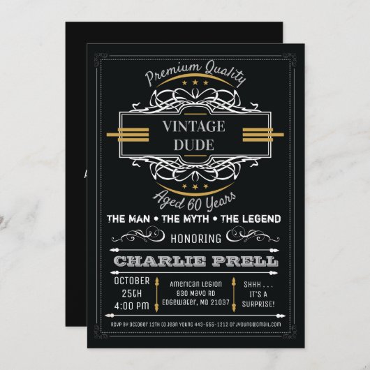 Gast Birthday Man Myth Legend Uitnodiging (Voorkant / Achterkant)