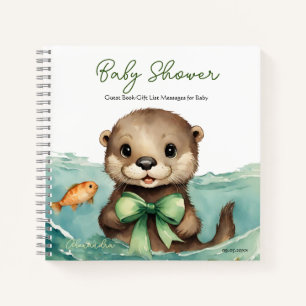 Gast cadeau lijst Baby Otter Baby shower Notitieboek