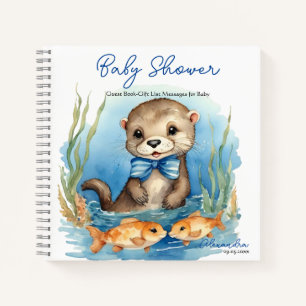 Gast cadeau lijst Baby Otter Boy Baby shower Notitieboek