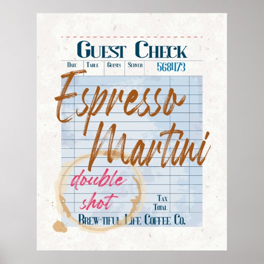 Gast Check Ontvangst Espresso Martini Double Shot Poster (Voorkant)