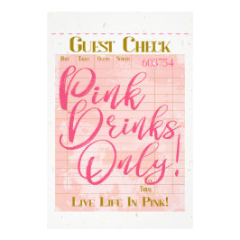 Gast Check Ontvangst Roze Drinken Preppy Vrouwelij Foto Afdruk