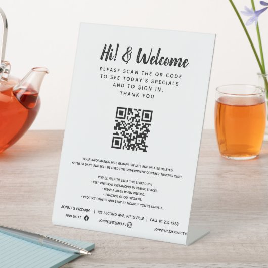 Gast contactloze QR code business custom Reclamebord Met Voetstuk (Insitu)