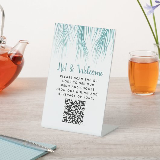 Gast contactloze QR code menu palm Reclamebord Met Voetstuk (Insitu)