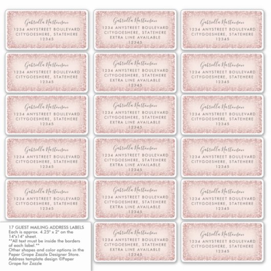 Gast Mailing Adresetiketten Roze Glitter Ombre Sticker (Voorkant)