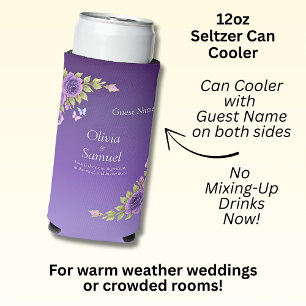 Gast Naam Paarse Mauve Bloemen & Witte Bruiloft