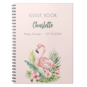 Gastboek baby shower roze flamingo meisje notitieboek (Voorkant)