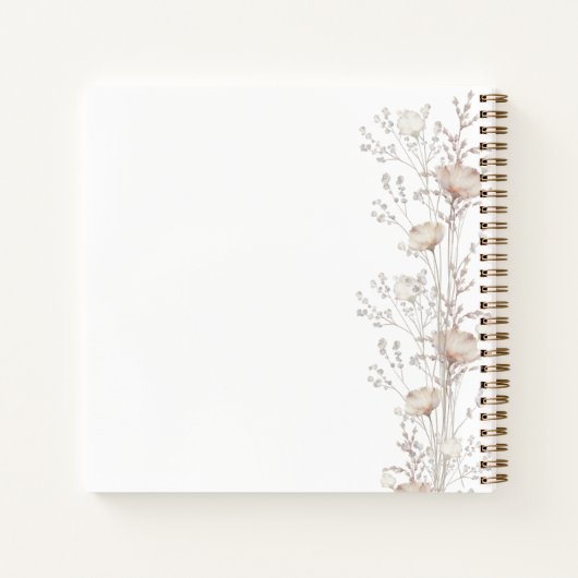 Gastboek Baby shower wilde bloemen beige crème Notitieboek (Achterkant)