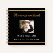 Gastboek begrafenis monument zwarte goudfoto notitieboek (Voorkant)