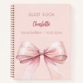 Gastboek blush roze strik Quinceanera Notitieboek (Voorkant)