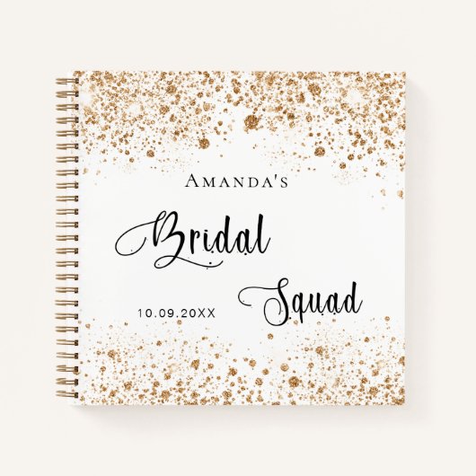 Gastboek bride squad white gold glitter notitieboek (Voorkant)