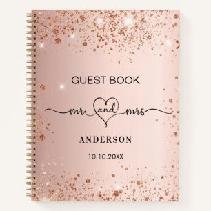 Gastboek bruiloft blush roos goud meneer mevrouw notitieboek