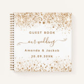 Gastboek bruiloft wit goud glitter script notitieboek (Voorkant)