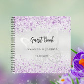 Gastboek bruiloft zilveren lavendel vlinder notitieboek