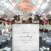 Gastboek bruiloft zilverglitter monogram notitieboek