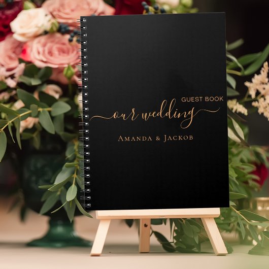 Gastboek bruiloft zwart goud naam notitieboek