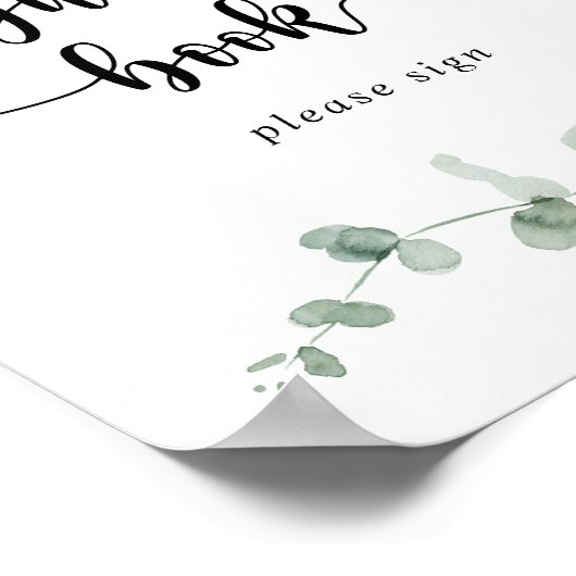 Gastboek Groene fijne eucalyptusbordjes Poster (Hoek)