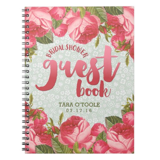 Gastboek met witte en groene kant Vrijgezellenfees Notitieboek (Voorkant)