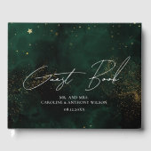 Gastboek Modern Green Black Waterverf Magic Gastenboek (Voorkant)