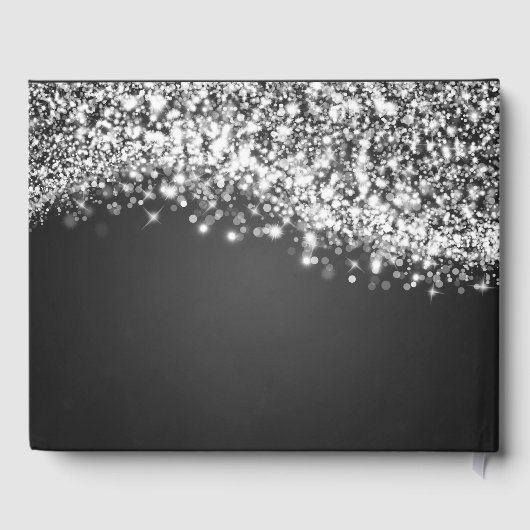 Gastboek Quinceanera Party Sparkling Wave Zwart Gastenboek (Achterkant)