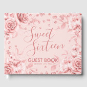 Gastboek Roos Gold Blush Sweet 16 Glitter Confett Gastenboek (Voorkant)