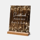 Gastboek Signing Wood String Lights Acryl Bord (Hoek)