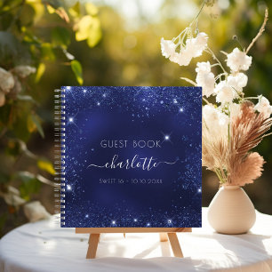 Gastboek Sweet 16 marineblauwe glitter sparkles Notitieboek
