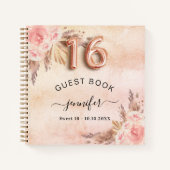 Gastboek Sweet 16 pampas roos Gold Notitieboek (Voorkant)