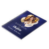 Gastboek verjaardag blauwe foto gouden ballonnen notitieboek (Linkerzijde)