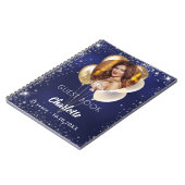 Gastboek verjaardag marine blauwe foto gouden ball notitieboek (Linkerzijde)