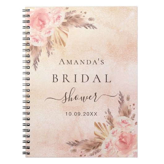 Gastboek Vrijgezellenfeest roze bloemen rozen pamp Notitieboek (Voorkant)