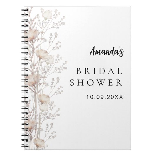 Gastboek vrijgezellenfeest wilde bloemen beige crè notitieboek (Voorkant)