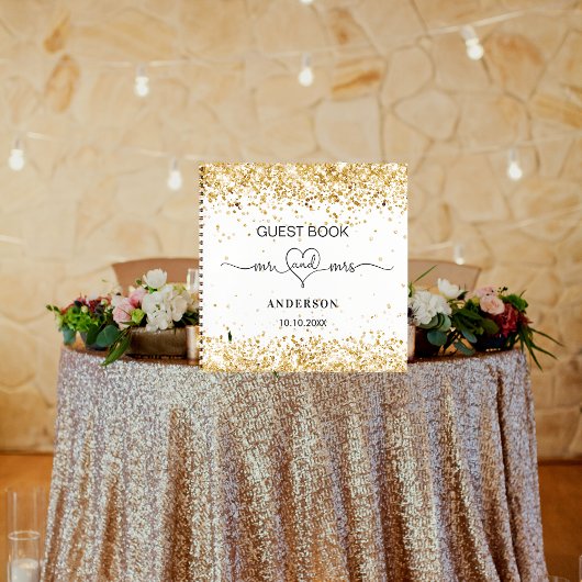 Gastboek wit goud: mrs hart bruiloft notitieboek