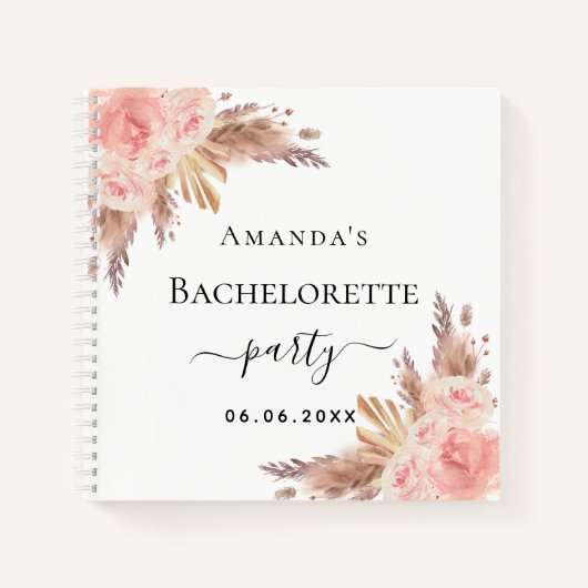 Gastboekbachelorette party pampas gras roos notitieboek (Voorkant)