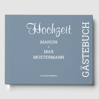 Gästebuch Hochzeit Dusty Blue 01 Gastenboek