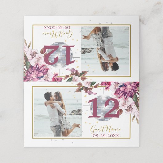 Gasten Gold Disco Elegant Photo Table Number (Buitenkant ongevouwen)