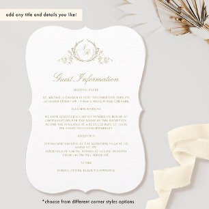 Gasten Informatiekaart Elegant Champagne Monogram Kaart