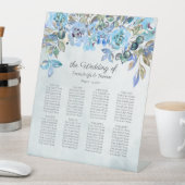 Gasten Zitkaarten in Love Blue Florals Reclamebord Met Voetstuk (Insitu)