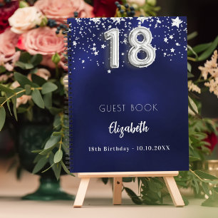 Gastenboek 18e verjaardag navy blauwe zilveren ste notitieboek