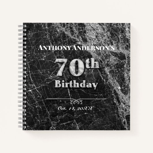 Gastenboek 70e verjaardagsfeest marmer notitieboek (Voorkant)