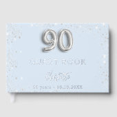 Gastenboek 90e verjaardag lichtblauw zilver (Voorkant)