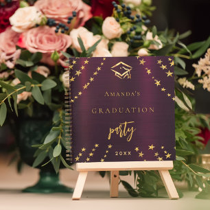 Gastenboek afstuderen bordeaux gouden sterren notitieboek