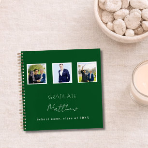 Gastenboek afstuderen groen wit foto naam notitieboek