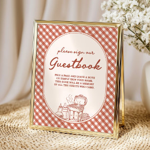 Gastenboek Baby Q BBQ koppels baby shower Poster